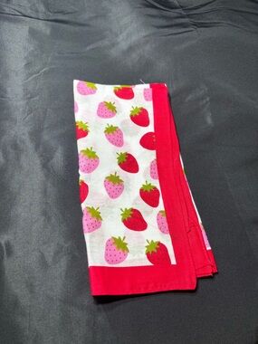 New 22” Strawberry Print Bandana Twilly Scarf - Pink/Red